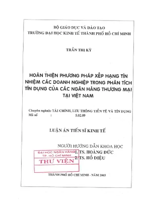 Luận văn thạc sĩ hoàn thiện phương pháp xếp hạng tín nhiệm các doanh nghiệp trong phân tích tín dụng của các ngân hàng thương mại tại việt nam
