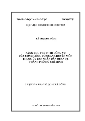 Luận văn thạc sĩ năng lực thực thi công vụ của công chức cơ quan chuyên môn thuộc ủy ban nhân dân quận 10 thành phố hồ chí minh