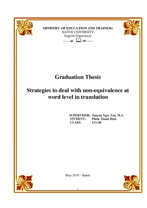 Luận án tiến sĩ graduation thesis strategies to deal with non equivalence at word level in translation