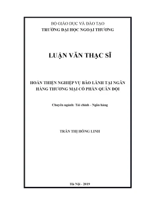 Luận văn thạc sĩ hoàn thiện nghiệp vụ bảo lãnh tại ngân hàng tmcp quân đội