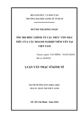 Luận văn thạc sĩ tốc độ điều chỉnh về cấu trúc vốn mục tiêu của các doanh nghiệp niêm yết tại việt nam