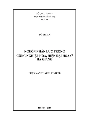 Luận văn thạc sĩ nguồn nhân lực trong công nghiệp hóa hiện đại hóa ở hà giang