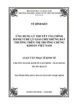 Luận văn thạc sĩ ứng dụng lý thuyết tài chính hành vi để lý giải cho những bất thường trên thị trường chứng khoán việt nam