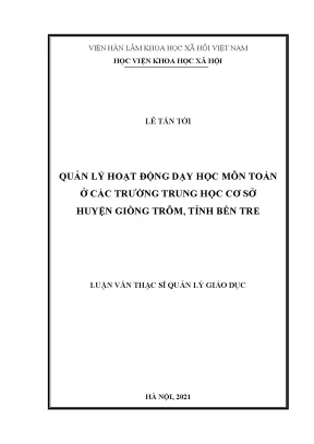 Luận văn thạc sĩ quản lý hoạt động dạy học môn toán ở các trường trung học cơ sở huyện giồng trôm tỉnh bến tre