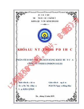 Luận văn tốt nghiệp phân tích chiến lược bán hàng khác biệt của công ty tnhh london sales