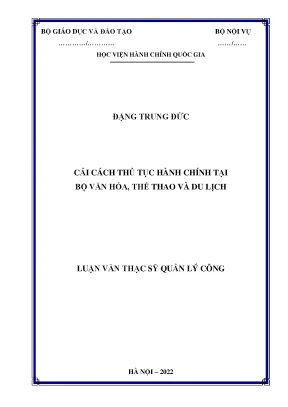 Luận văn thạc sĩ cải cách thủ tục hành chính tại bộ văn hóa thể thao và du lịch