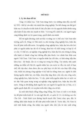 Luận văn thạc sĩ phát triển nguồn nhân lực đáp ứng yêu cầu công nghiệp hóa hiện đại hóa nông nghiệp ở tỉnh hà nam