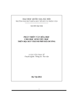 Luận văn thạc sĩ phát triển văn hóa đọc cho học sinh tiểu học trên địa bàn thành phố hải dương