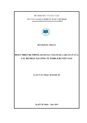 Luận văn thạc sĩ hoàn thiện hệ thống đánh giá thành quả quản lý các bộ phận tại công ty tnhh juki việt nam