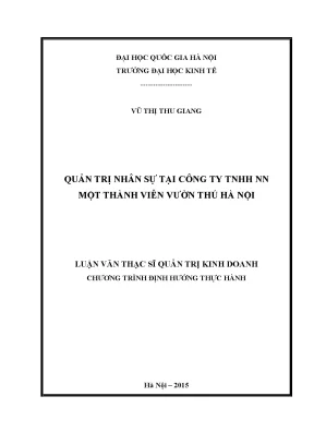 Luận văn thạc sĩ quản trị nhân sự tại công ty tnhh nn một thành viên vườn thú hà nội