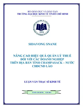 Luận văn thạc sĩ nâng cao hiệu quả quản lý thuế đối với các doanh nghiệp trên địa bàn tỉnh champasack nước chdcnd lào