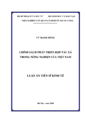 Luận án tiến sĩ chính sách phát triển hợp tác xã trong nông nghiệp của việt nam