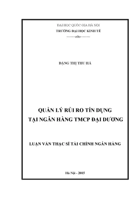 Luận văn thạc sĩ quản lý rủi ro tín dụng tại ngân hàng thương mại cổ phần đại dương