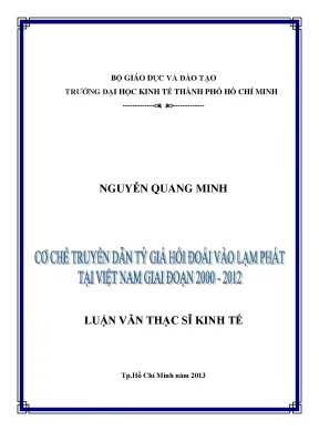 Luận văn thạc sĩ cơ chế truyền dẫn tỷ giá hối đoái vào lạm phát tại việt nam giai đoạn 2000 2012 luận văn thạc sĩ