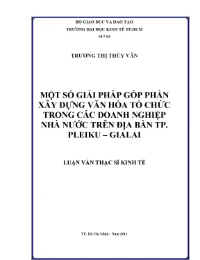 Luận văn thạc sĩ một số giải pháp góp phần xây dựng văn hóa tổ chức trong các doanh nghiệp nhà nước trên địa bàn tp pleiku gialai