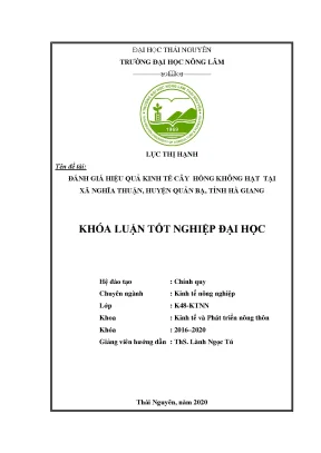 Luận văn tốt nghiệp đánh giá hiệu quả kinh tế cây hồng không hạt tại xã nghĩa thuận huyện quản bạ tỉnh hà giang