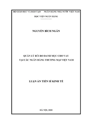 Luận án tiến sĩ quản lý rủi ro danh mục cho vay tại các ngân hàng thương mại việt nam