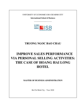 Luận văn thạc sĩ improve sales performance via personal selling activities the case of hoang hai long hotel