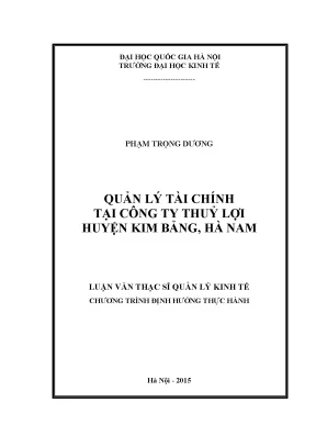 Luận văn thạc sĩ quản lý tài chính tại công ty thủy lợi huyện kim bảng hà nam