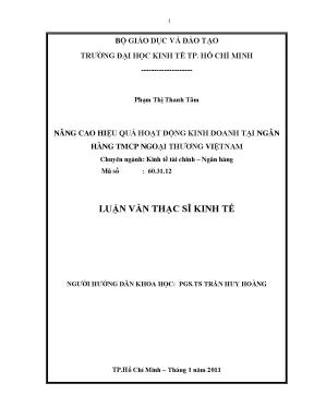 Luận văn thạc sĩ nâng cao hiệu quả hoạt động kinh doanh tại ngân hàng tmcp ngoại thương việt nam