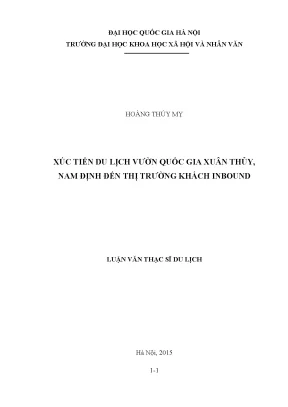 Luận văn thạc sĩ xúc tiến du lịch vườn quốc gia xuân thủy nam định đến thị trường khách inbound