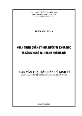 Luận văn thạc sĩ hoàn thiện quản lý nhà nước về khoa học và công nghệ ở thành phố hà nội