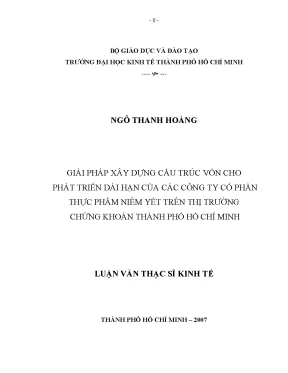 Luận văn thạc sĩ giải pháp xây dựng cấu trúc vốn cho phát triển dài hạn của các công ty cổ phần thực phẩm niêm yết trên thị trường chứng khoán tp hồ chí minh