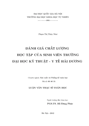 Luận văn thạc sĩ đánh giá chất lượng học tập của sinh viên trường đại học kỹ thuật y tế hải dương