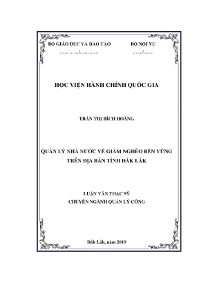 Luận văn thạc sĩ quản lý nhà nước về giảm nghèo bền vững trên địa bàn tỉnh đắk lắk