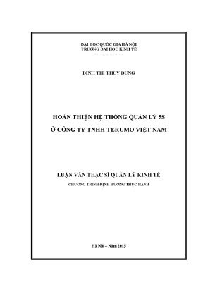 Luận văn thạc sĩ hoàn thiện hệ thống quản lý 5s ở công ty tnhh terumo việt nam