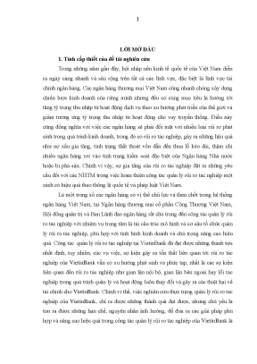 Luận án quản lý rủi ro tác nghiệp của ngân hàng thương mại cổ phần công thương việt nam