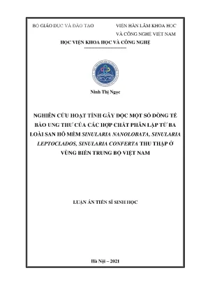 Luận án tiến sĩ nghiên cứu hoạt tính gây độc một số dòng tế bào ung thư của các hợp chất phân lập từ ba loài san hô mềm sinularia nanolobata sinularia leptoclados sinularia conferta