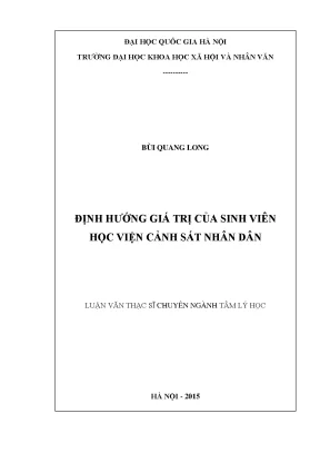 Luận văn thạc sĩ định hướng giá trị của sinh viên học viện cảnh sát nhân dân studying the value orientation of students at the people police academy