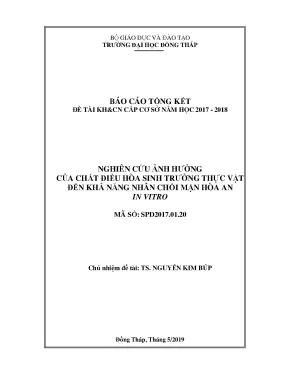 Luận văn thạc sĩ nghiên cứu ảnh hưởng của chất điều h a sinh trưởng thực v t đến khả năng nhân chồi của m n hòa an in vitro