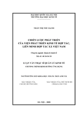 Luận văn thạc sĩ chiến lược phát triển của viện phát triển kinh tế hợp tác liên minh hợp tác xã việt nam