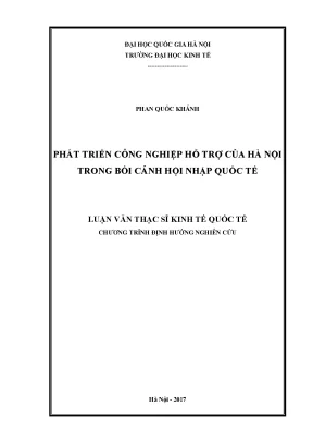 Luận văn thạc sĩ phát triển công nghiệp hỗ trợ của hà nội trong bối cảnh hội nhập quốc tế