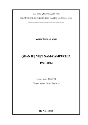 Luận án tiến sĩ quan hệ việt nam campuchia 1991 2012