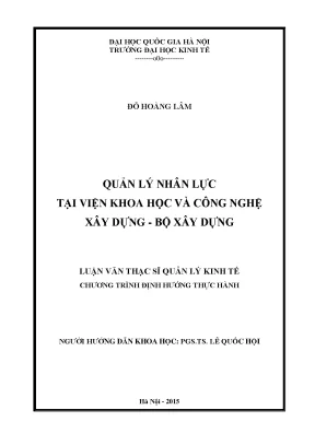 Luận văn thạc sĩ quản lý nhân lực tại viện khoa học và công nghệ xây dựng bộ xây dựng