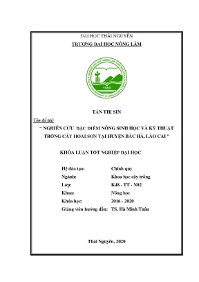 Luận văn tốt nghiệp nghiên cứu đặc điểm nông sinh học và kỹ thuật trồng cây hoài sơn tại huyện bắc hà lào cai