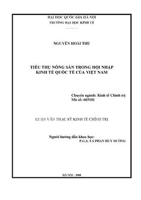 Luận văn thạc sĩ tiêu thụ nông sản trong hội nhập kinh tế quốc tế của việt nam
