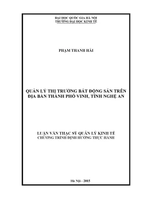 Luận văn thạc sĩ quản lý thị trường bất động sản trên địa bàn thành phố vinh tỉnh nghệ an