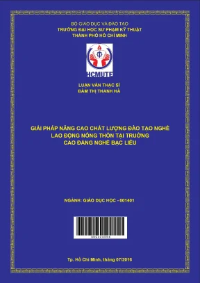 Luận văn thạc sĩ hcmute giải pháp nâng cao chất lượng đào tạo nghề lao động nông thôn tại trường cao đẳng nghề bạc liêu