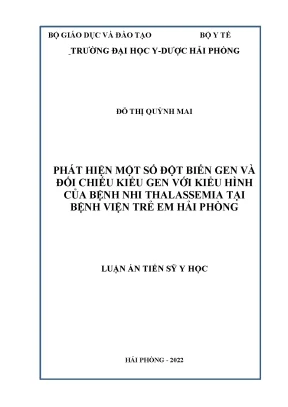 Luận án tiến sĩ phát hiện một số đột biến gen và đối chiếu kiểu gen với kiểu hình của bệnh nhi thalassemia tại bệnh viện trẻ em hải phòng