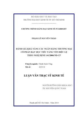 Luận văn thạc sĩ đánh giá khả năng các ngân hàng tmcp đạt mục tiêu tăng vốn điều lệ theo nghị định 1412006nđ cp luận văn thạc sĩ