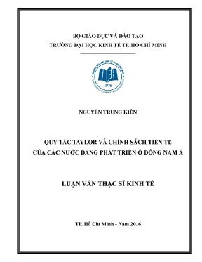 Luận văn thạc sĩ quy tắc taylor và chính sách tiền tệ của các nước đang phát triển ở đông nam á