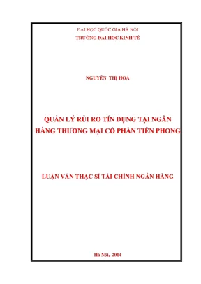 Luận văn thạc sĩ quản lý rủi ro tín dụng tại ngân hàng thương mại cổ phần tiên phong