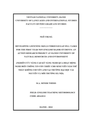 Luận văn thạc sĩ developing listening skills through gap fill tasks for the first year non english major students an action research project at hanoi university of natural resources and environment
