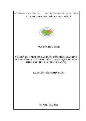 Luận án tiến sĩ nghiên cứu một số đặc điểm cấu trúc địa chất trũng ba river và vùng đông triều quảng ninh theo tài liệu địa chấn phản xạ