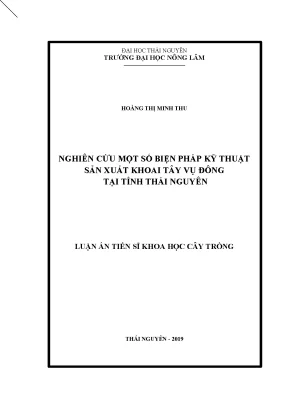 Luận án nghiên cứu một số biện pháp kỹ thuật sản xuất khoai tây vụ đông tại tỉnh thái nguyên