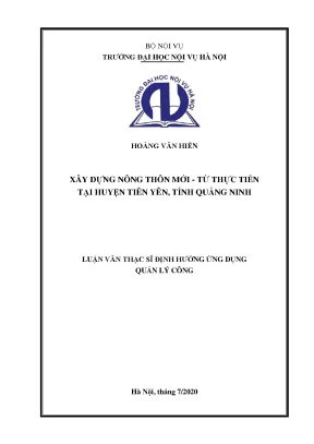 Luận văn thạc sĩ xây dựng nông thôn mới từ thực tiễn tại huyện tiên yên tỉnh quảng ninh
